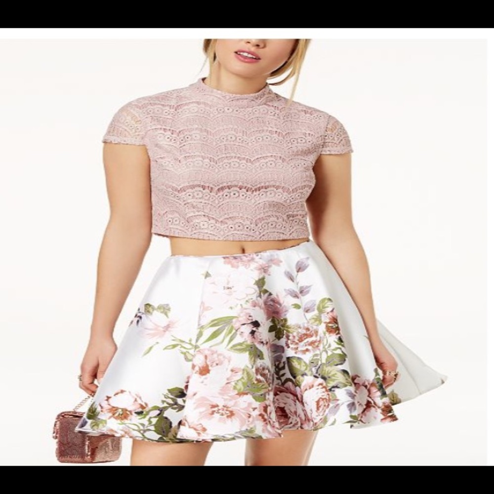 2piece lace and floral dress